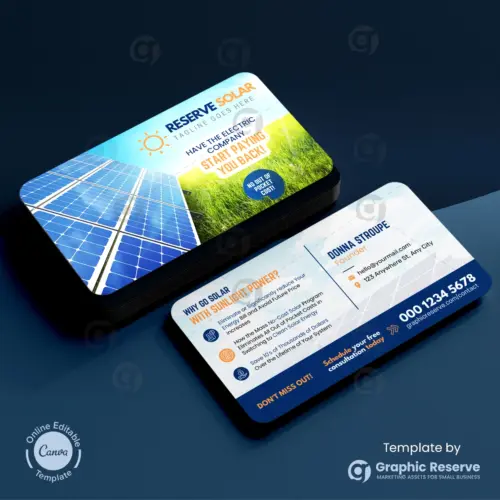 Solar Power Business Cards – High-Quality Canva Templates for Professionals