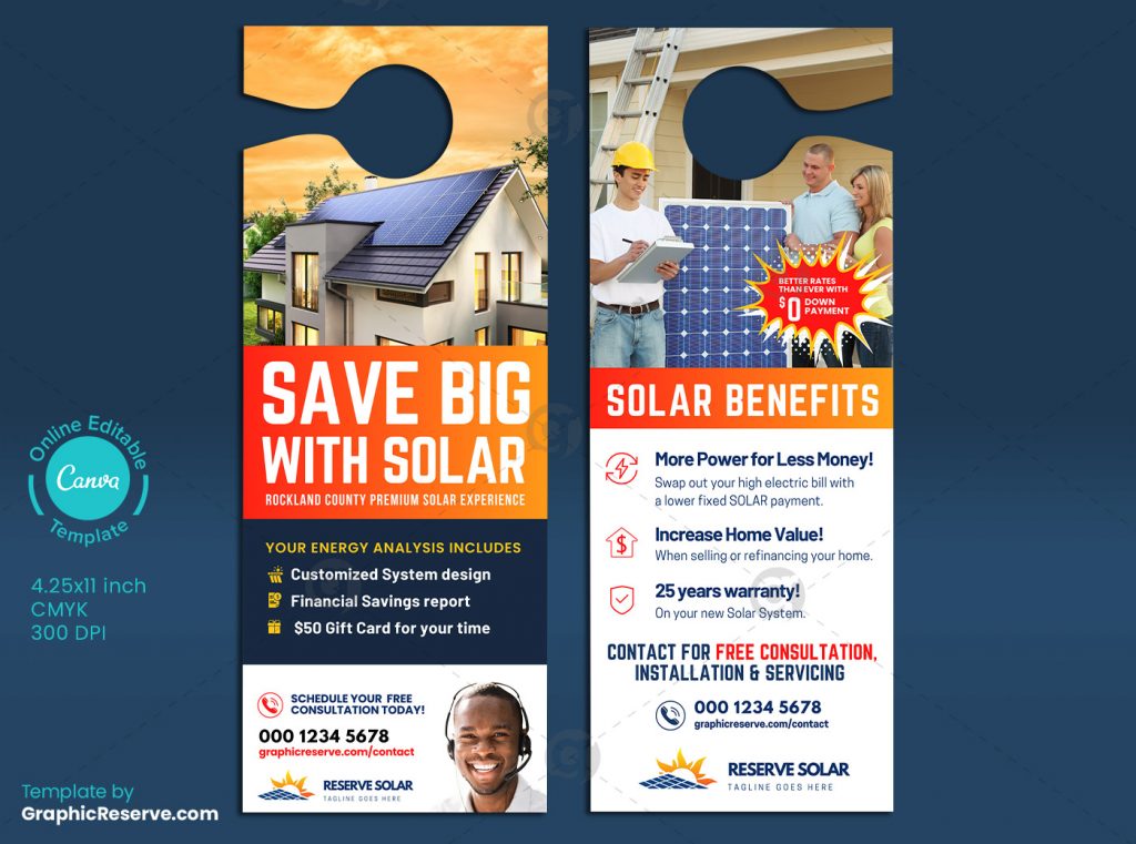 Solar door hanger canva template