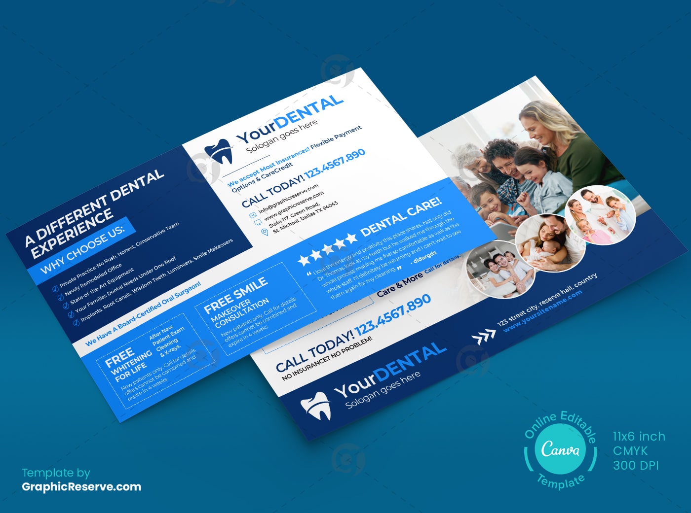 Dental Care Standard Postcard Template Graphic Reserve Preview image