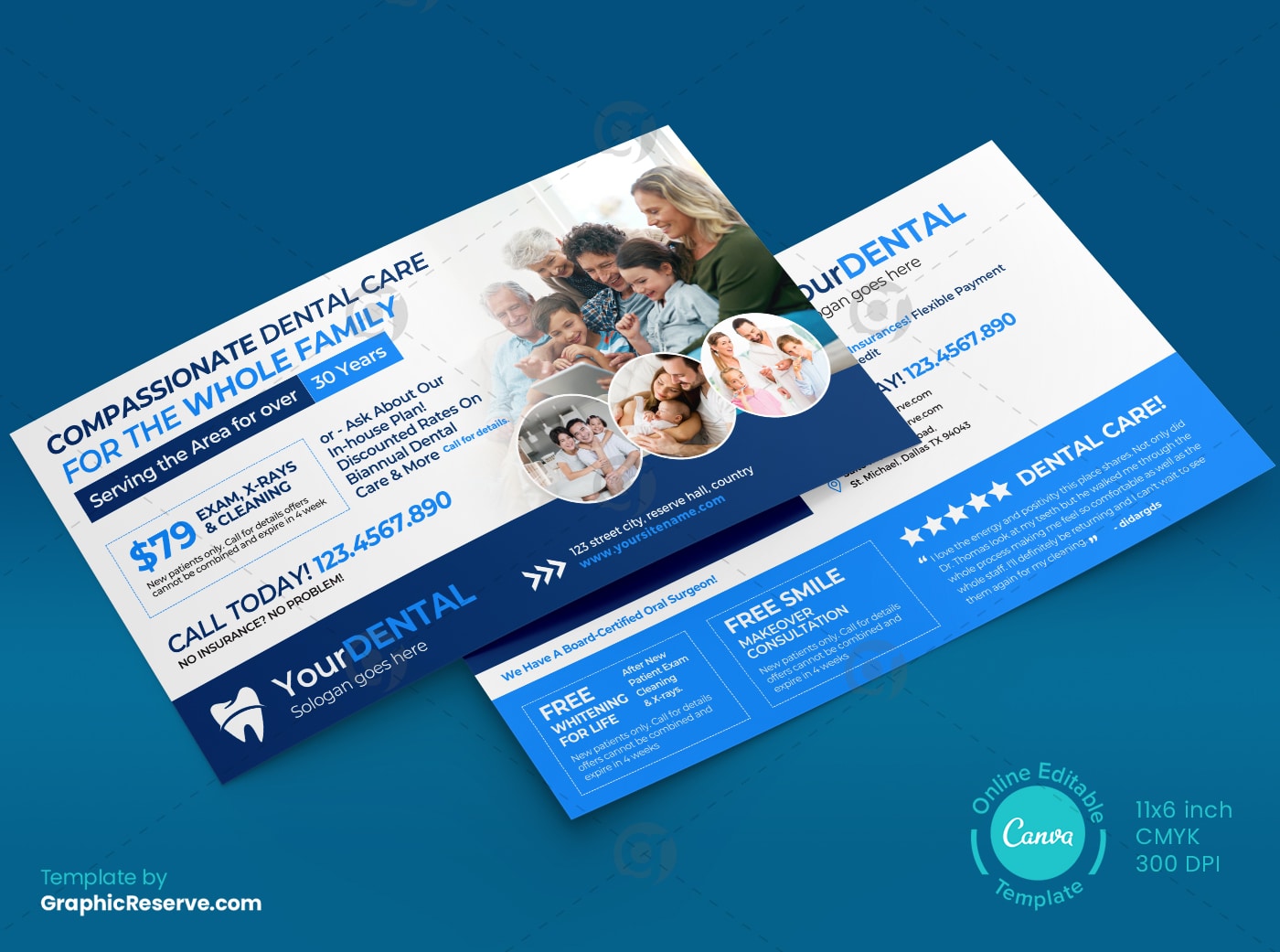 Dental Care Standard Postcard Template Graphic Reserve Preview image2