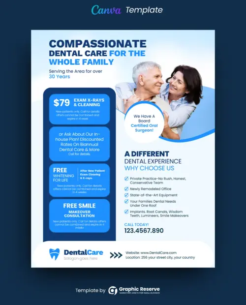 Dental Service Offer Flyer Canva template