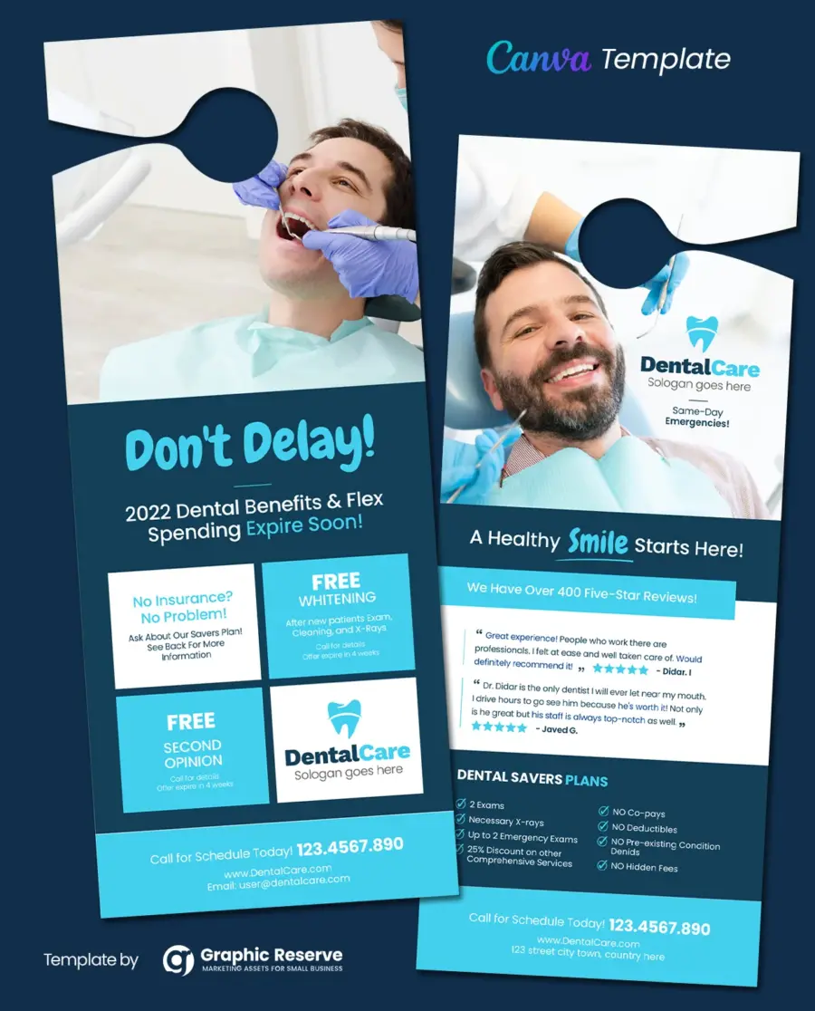 Dental Service Door Hanger Canva template - Image 2