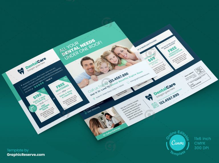 Dental Direct Mail Coupon EDDM Canva Template Graphic Reserve