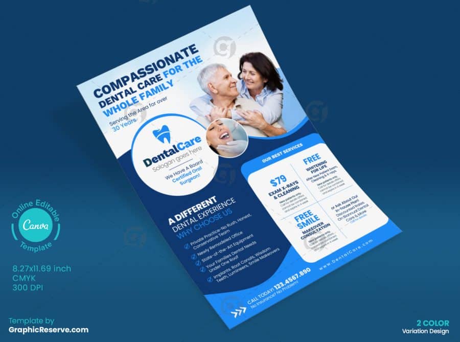 Dental Promotional Service Flyer Blue
