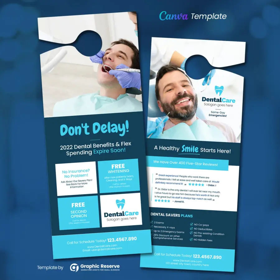 Dental Service Door Hanger Canva template