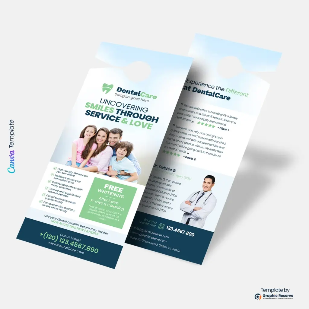 Dental Promotion Door Hanger | Editable Offer Template for Canva