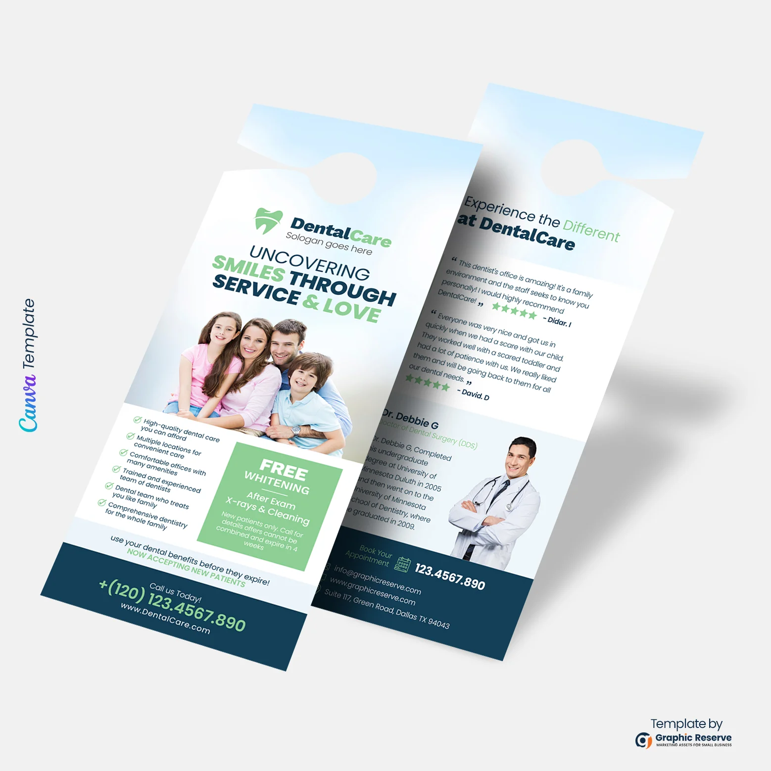Dental Promotion Door Hanger | Editable Offer Template for Canva