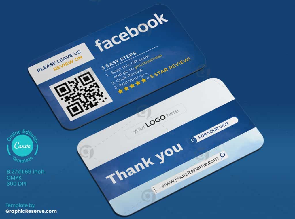 Google 5-Star Rating Business Review Card Canva template - Graphic Reserve