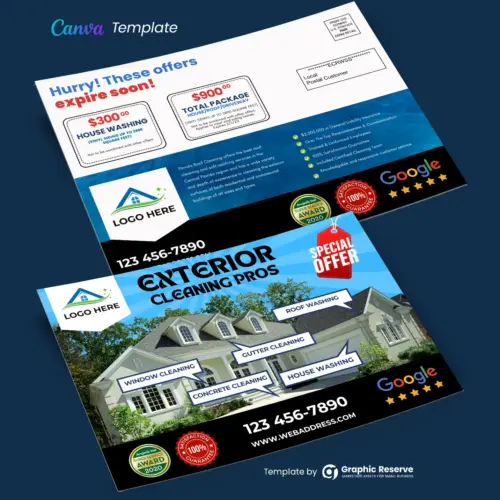House Cleaning Postcard Template (Online Editable Canva Format)
