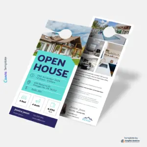 Real Estate Open House Door Hanger Design | Printable Canva Template for Realtors