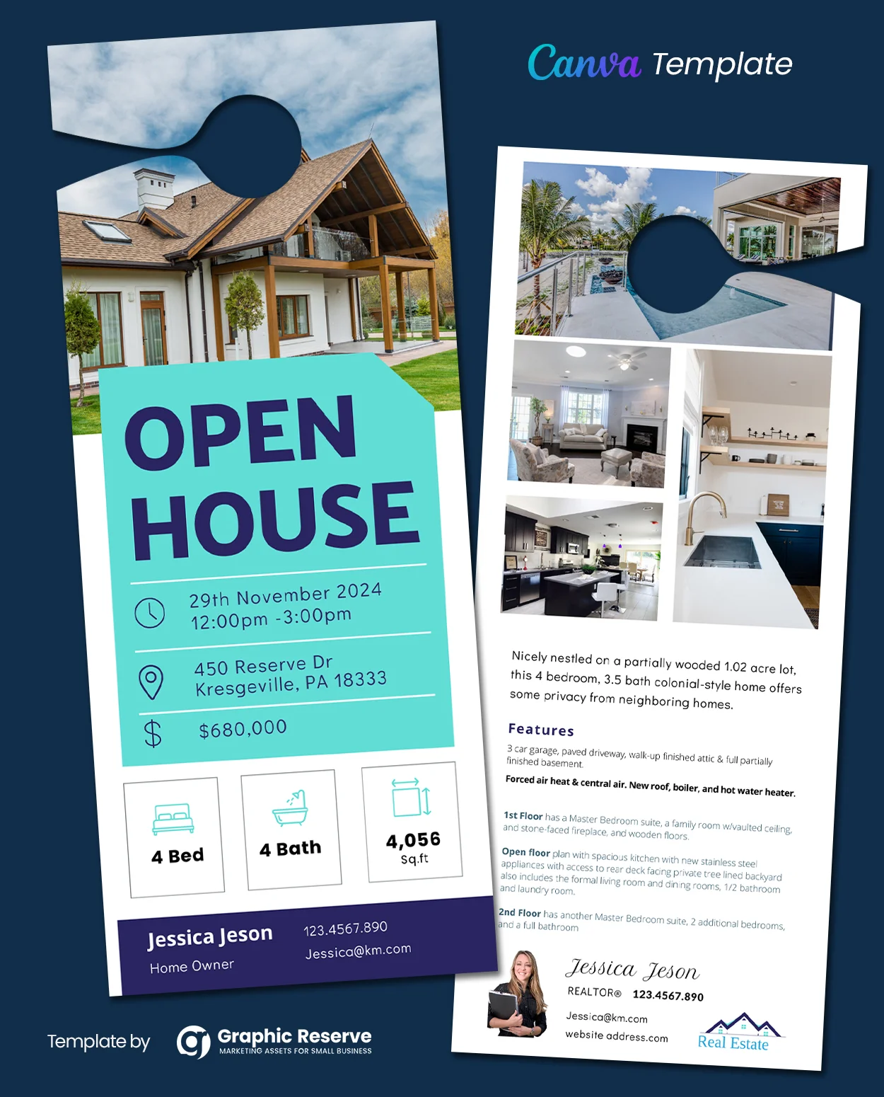 Open House Door Hanger Design Template (Canva Format)