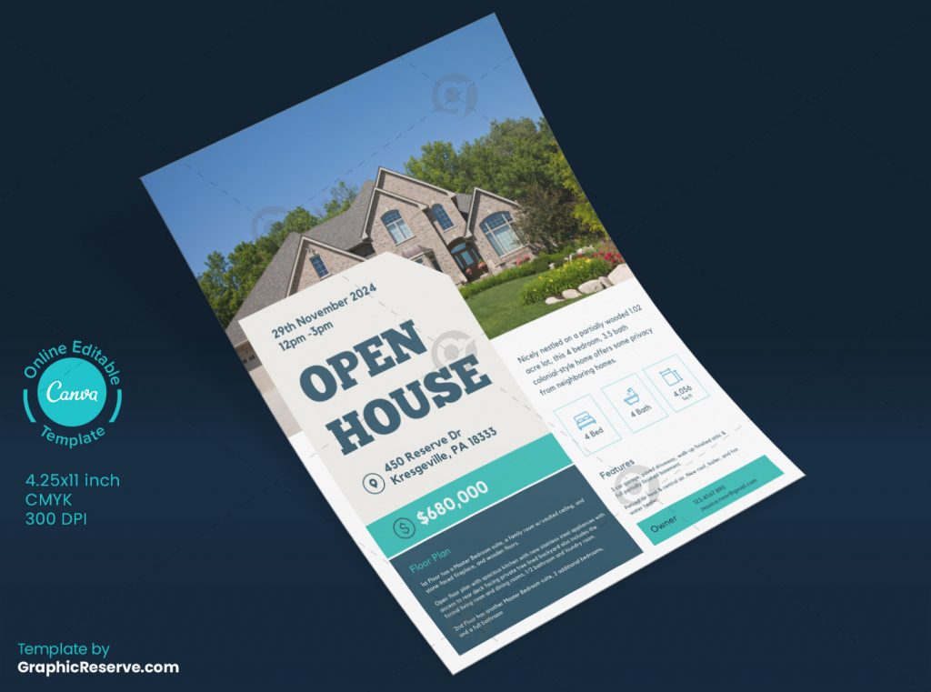 Open House Flyer Canva Design Template