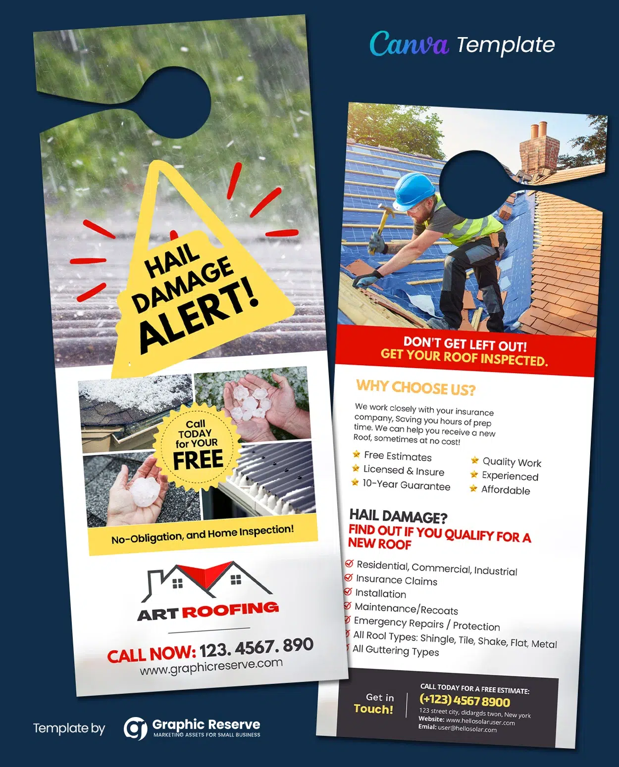Roof Hail Damage Alert Door Hanger Design Canva Template