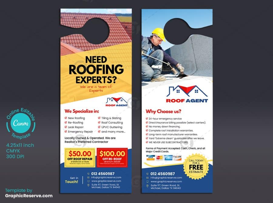 Roofing Experts Promotional Door Hanger