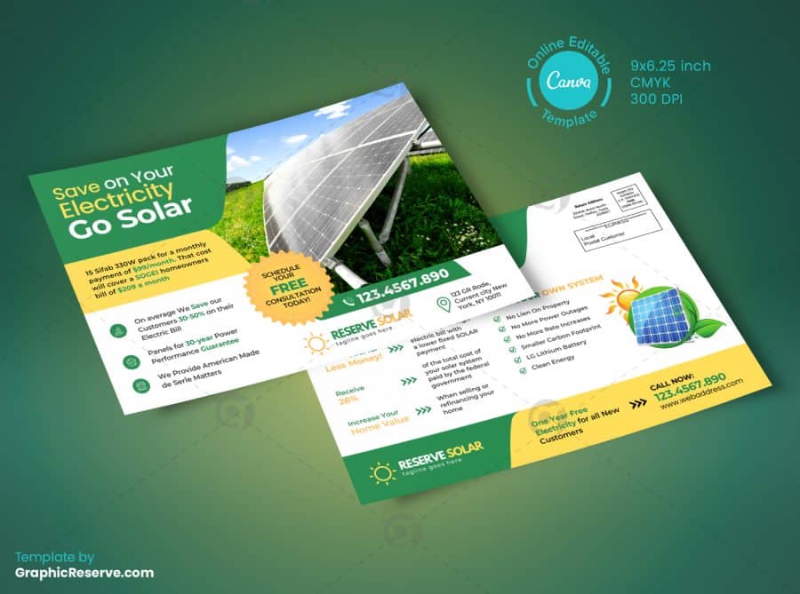 Save Electricity Go Solar EDDM Mailer Design Front