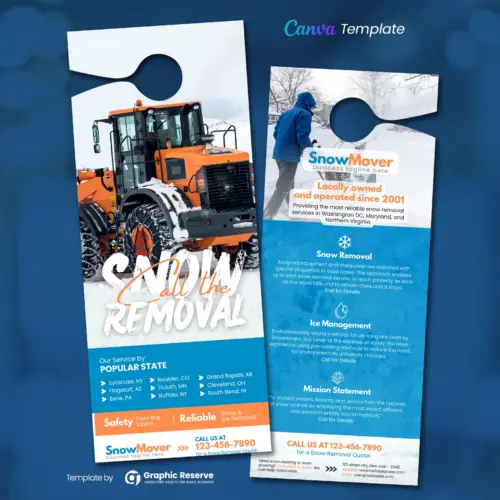 Snow Removal Service Door Hanger Design Canva template