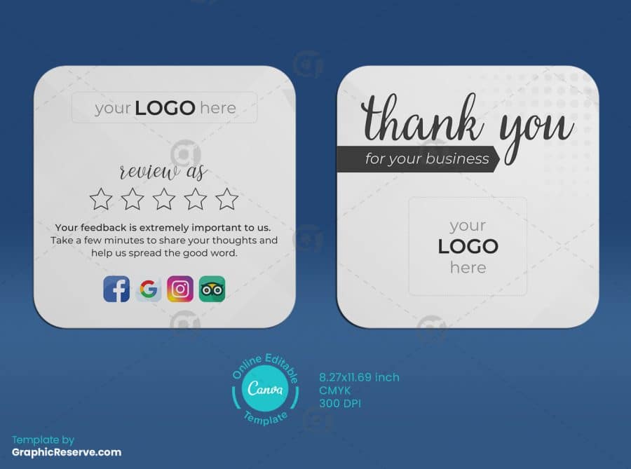 Social Media Easy Rating Square Business Review Card