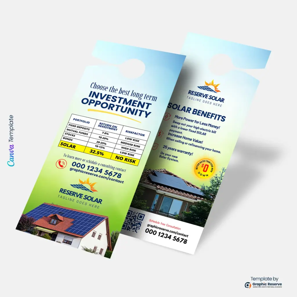 Solar Door Hanger Template | Editable Canva Design