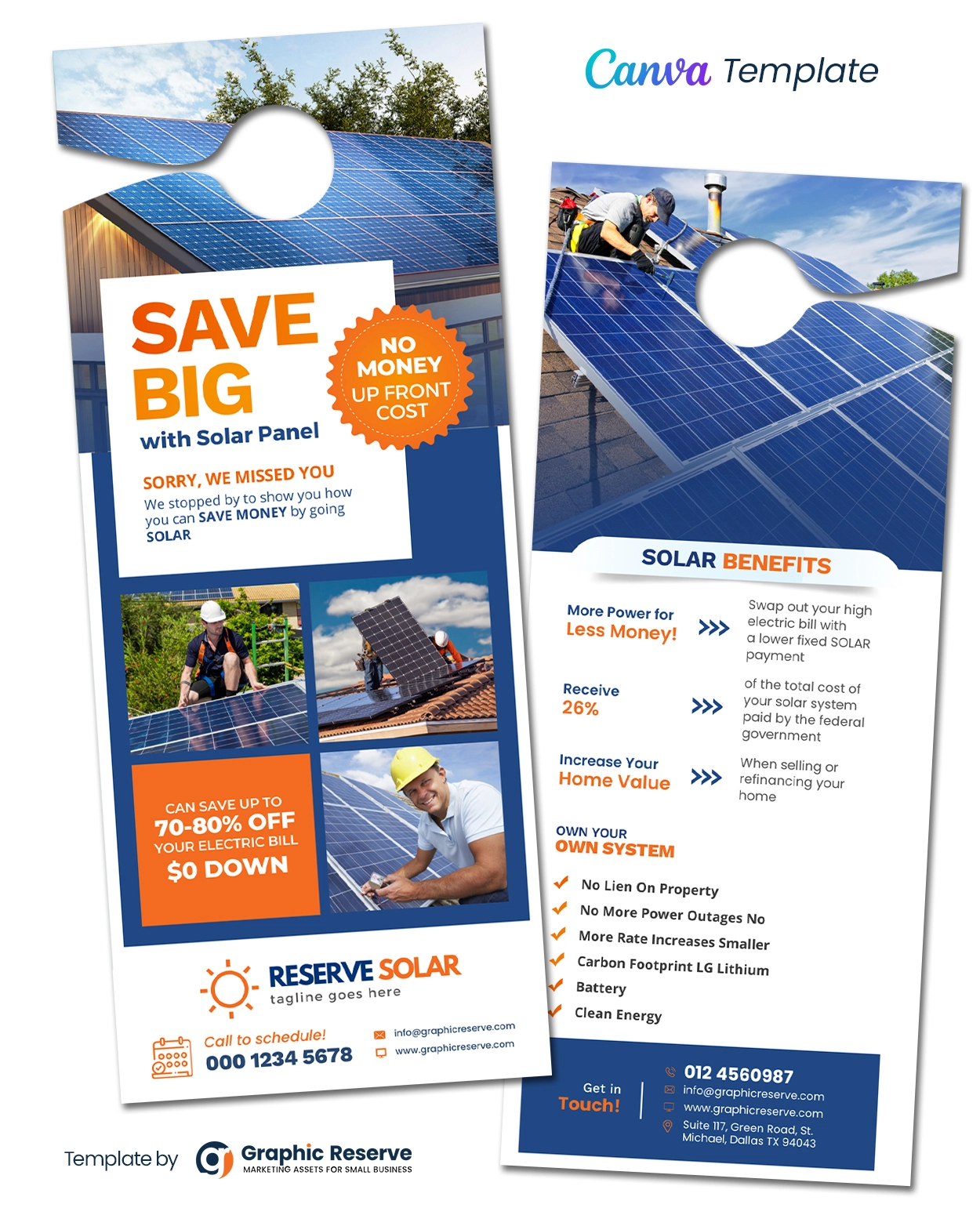 Solar Door Hanger Template (Online Editable Canva Design)