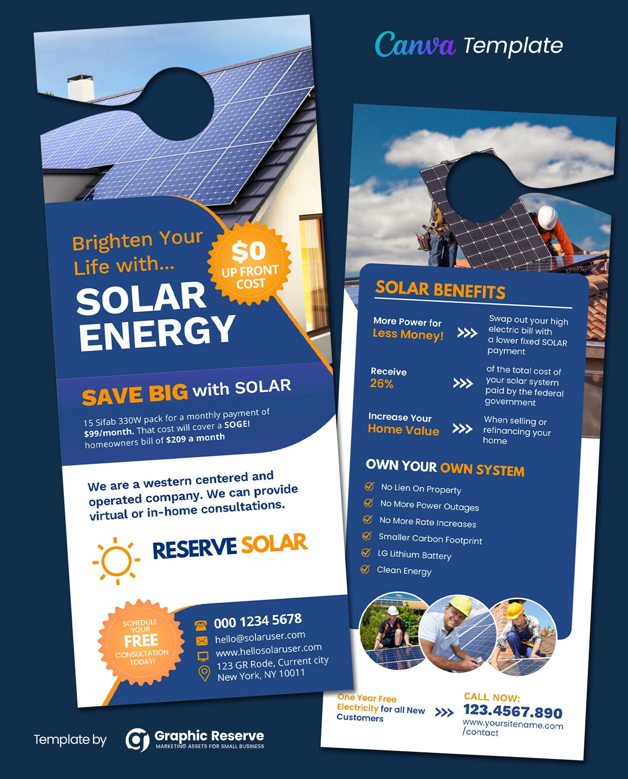 Solar Door Hanger Template (Online Editable Canva Design)