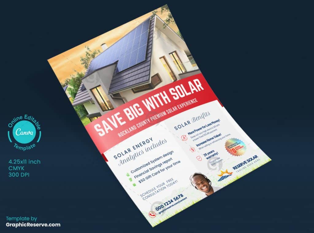 Solar flyer design canva template