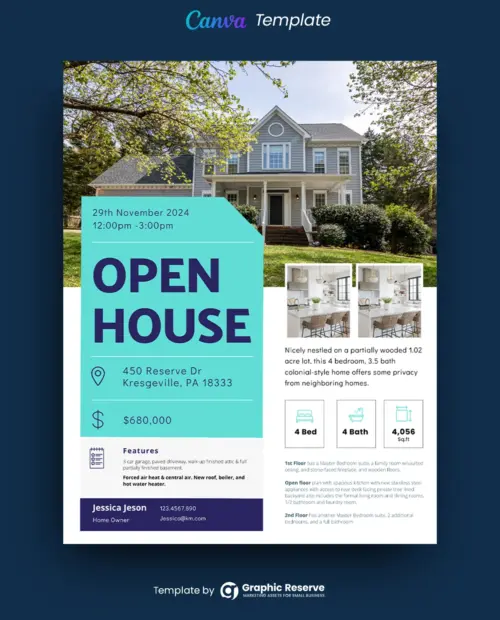 Open House Flyer Canva Design Template