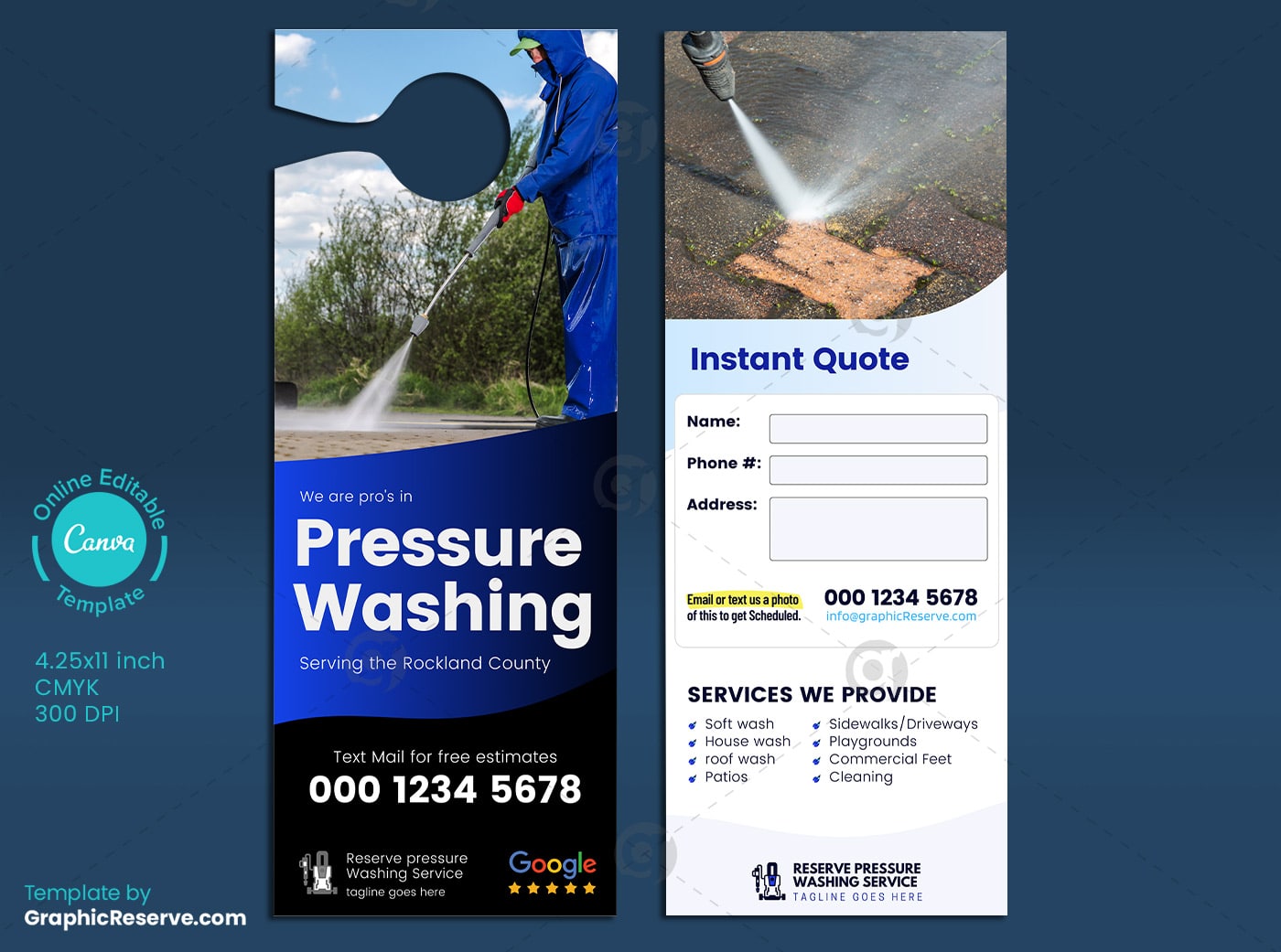 Pressure Wash Door Hanger Design Template (Canva) Graphic Reserve