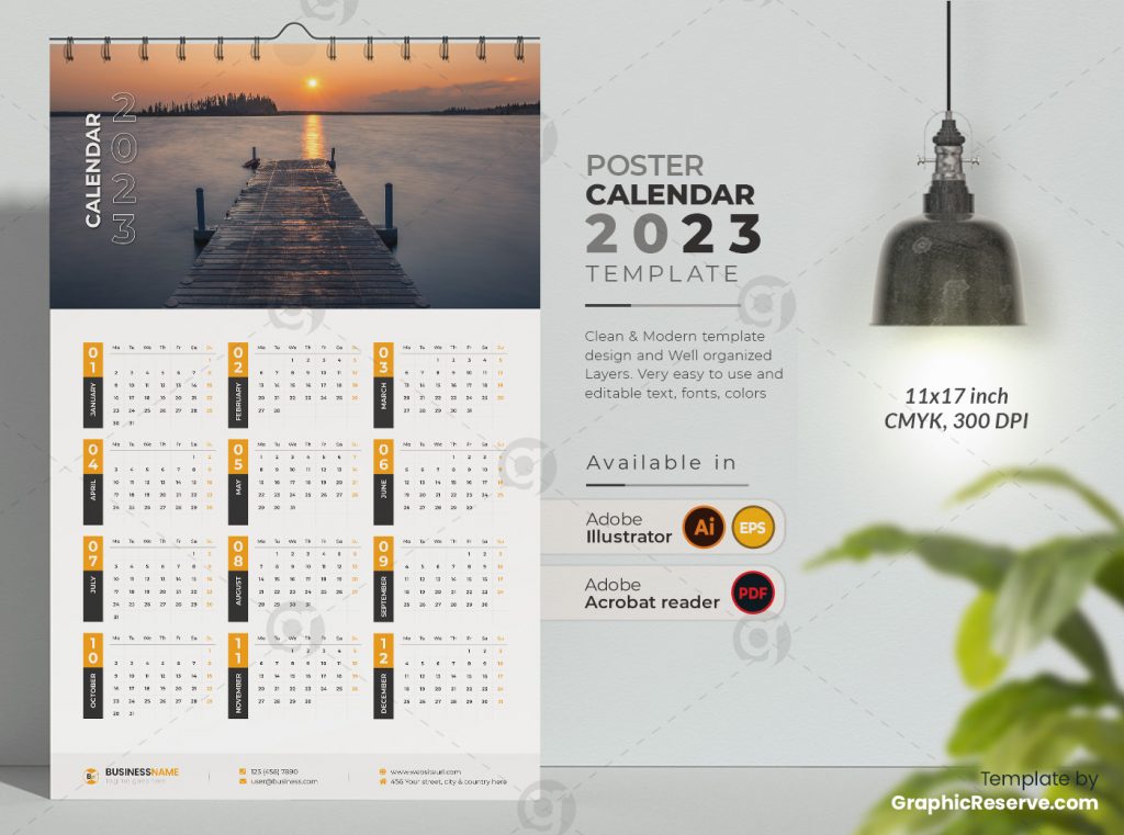 1-Page Poster Calendar 2023 - Graphic Reserve