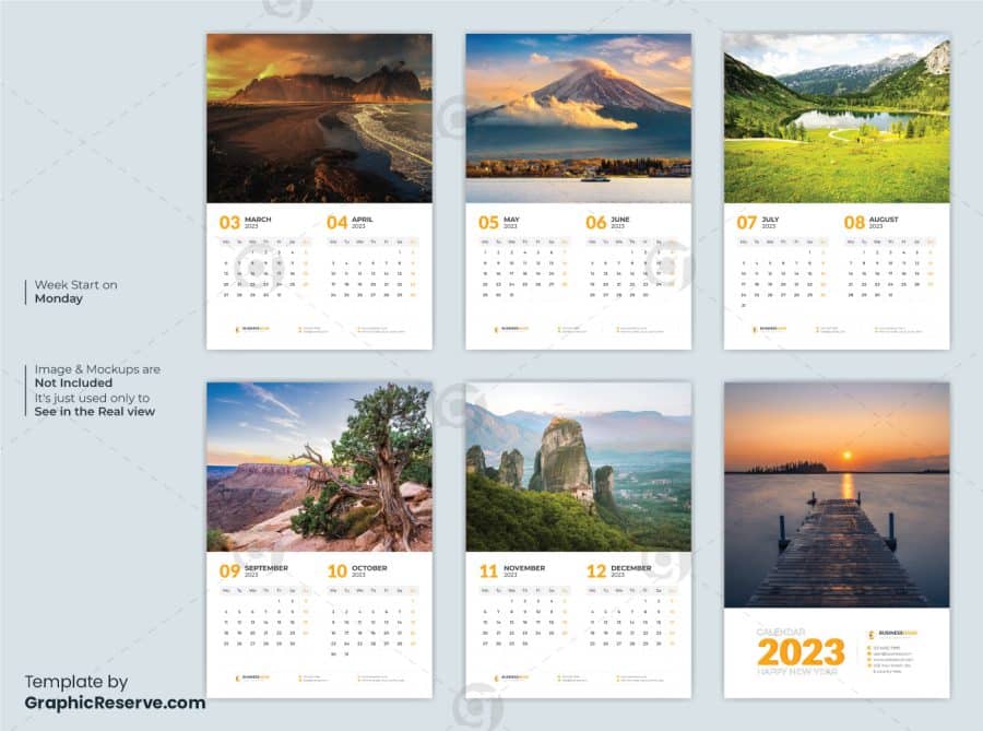 6 Page Wall Calendar 2023 2