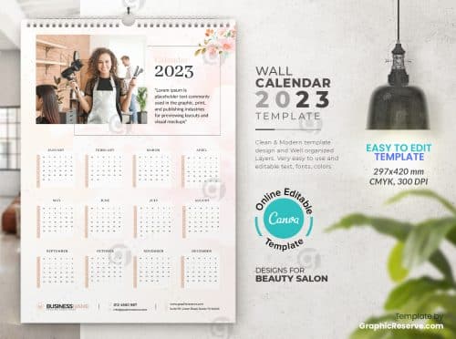 Beauty Salon 1 Page Calendar 2023