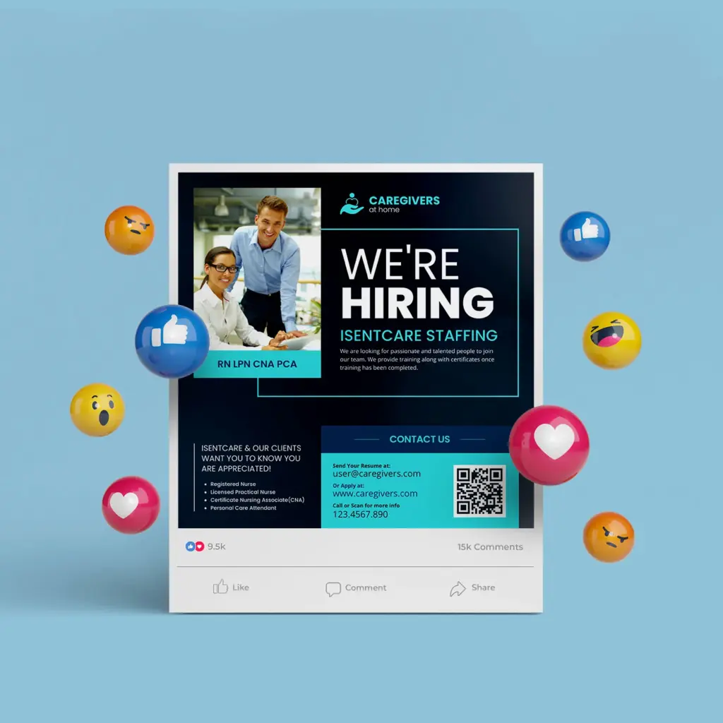 Caregivers Hiring Social Media Post Canva template