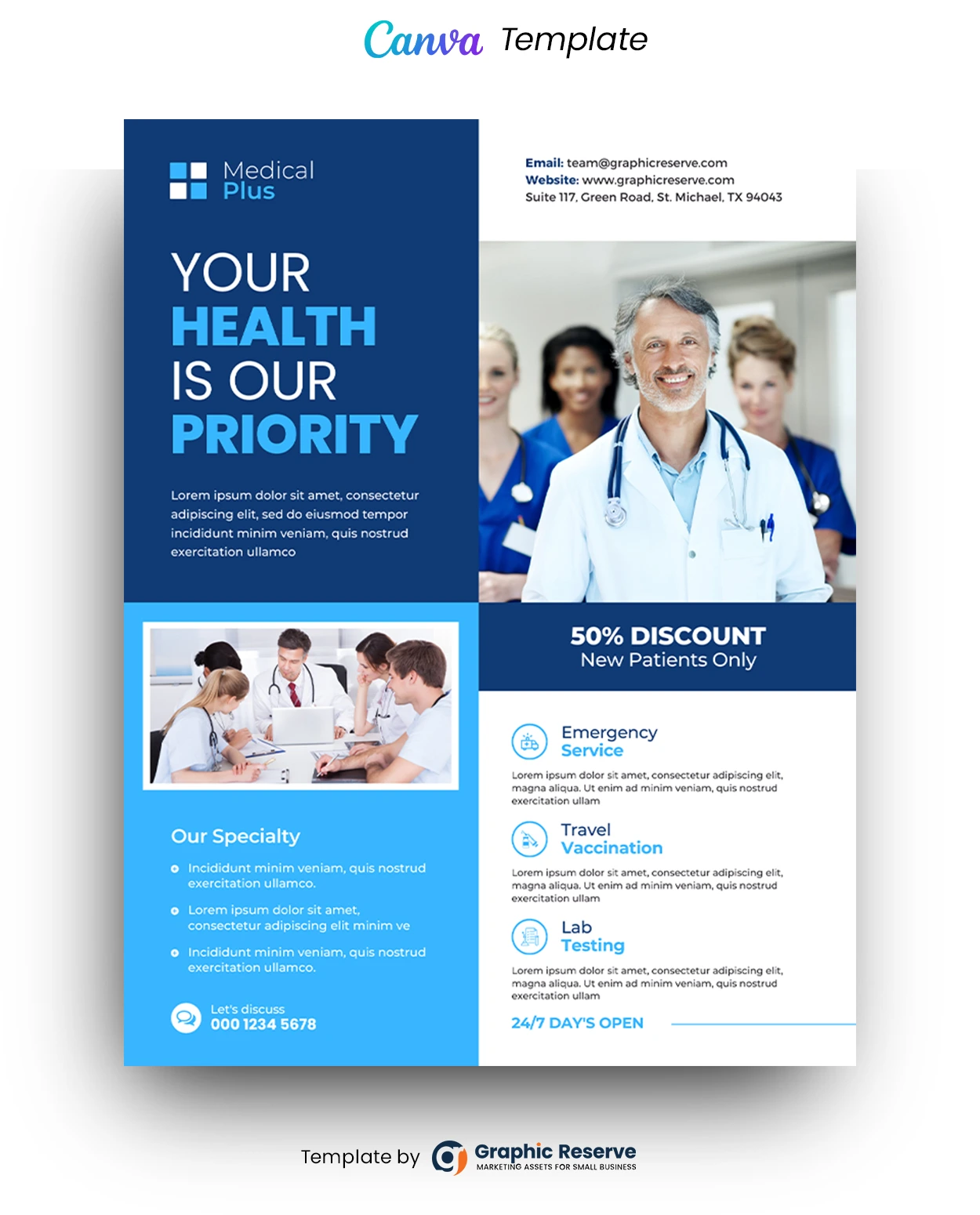 Customizable Medical Service Flyer Template for Healthcare Marketing – Canva template