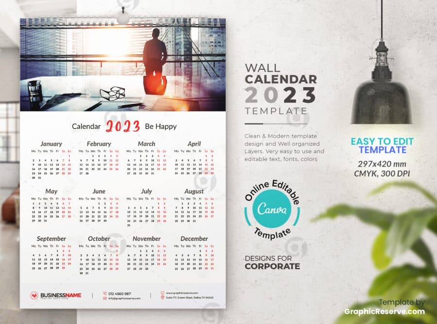 Corporate 1 Page Calendar 2023