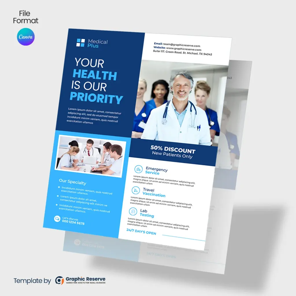 Customizable Medical Service Flyer Template for Healthcare Marketing – Canva template