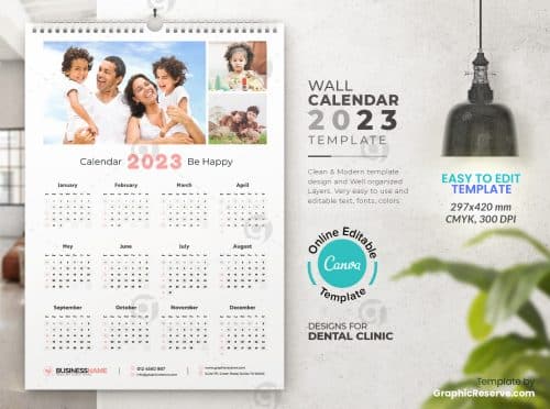 Dental 1 Page Calendar 2023