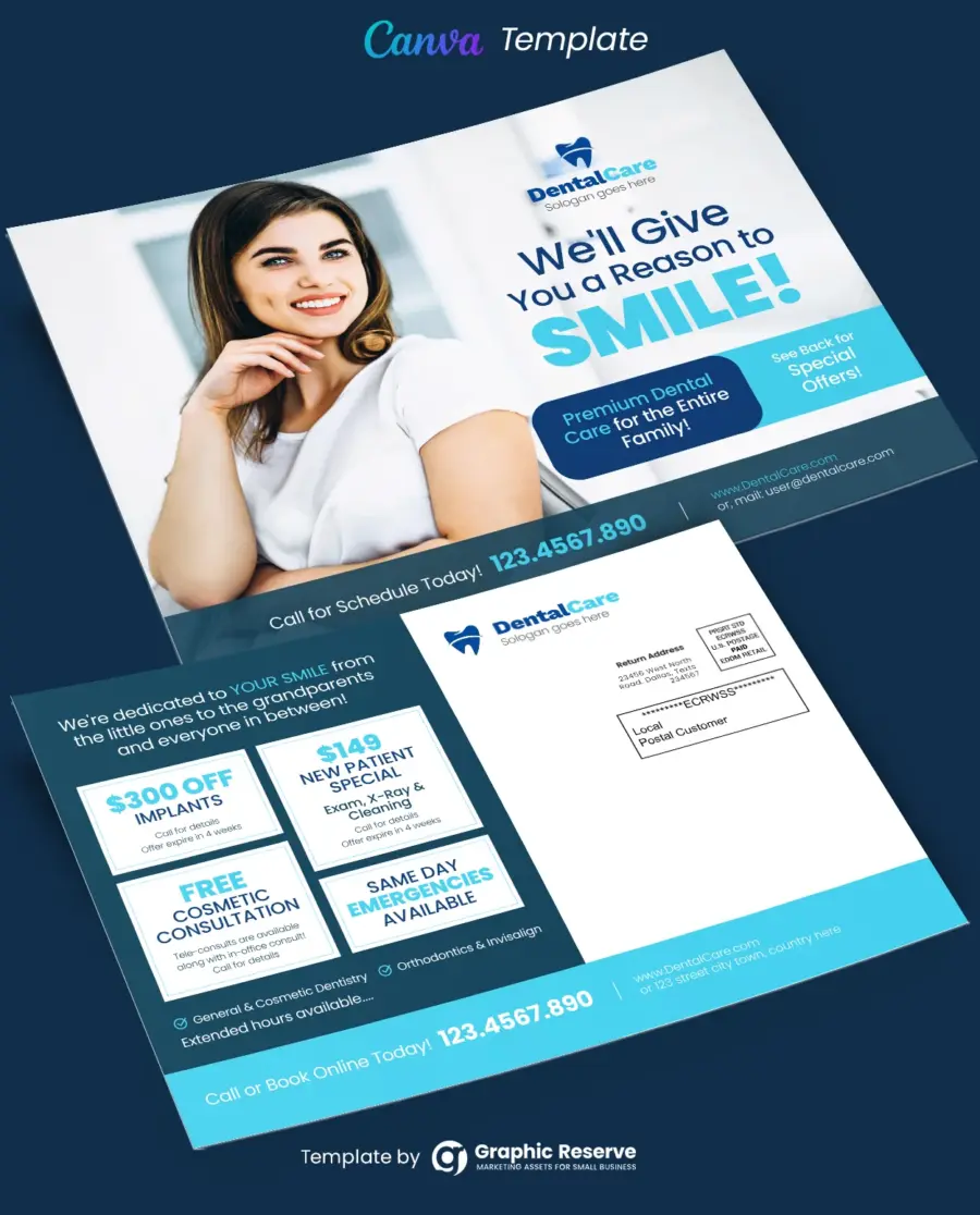 Dental Direct Mail Canva EDDM Design Template Canva