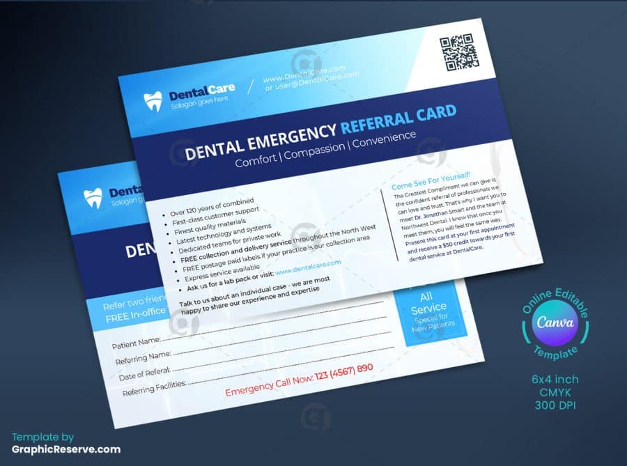 Dental Emergency Referral Card Back
