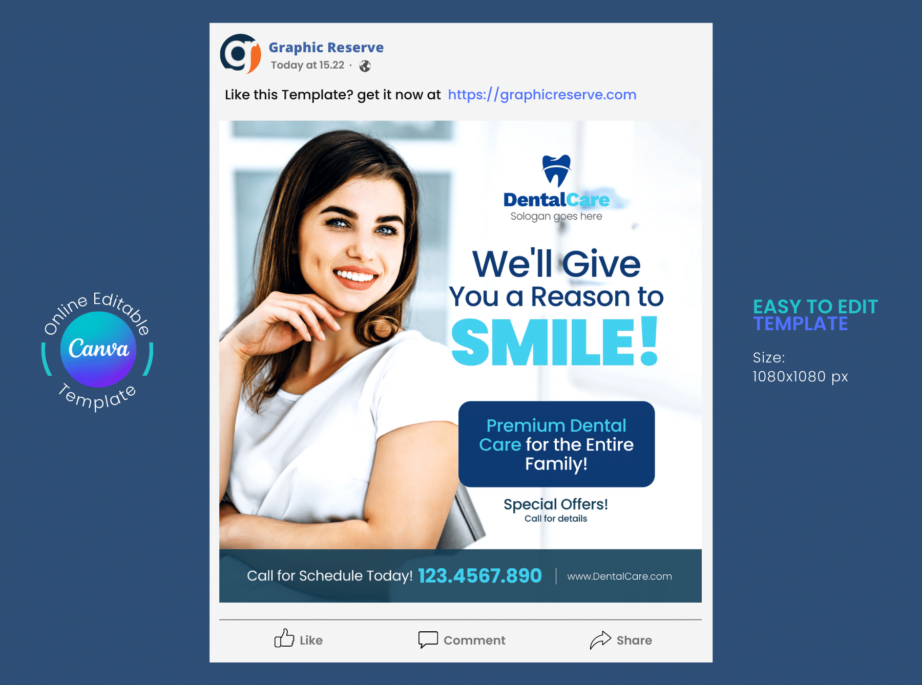 Dental Instagram Post Canva Template Graphic Reserve