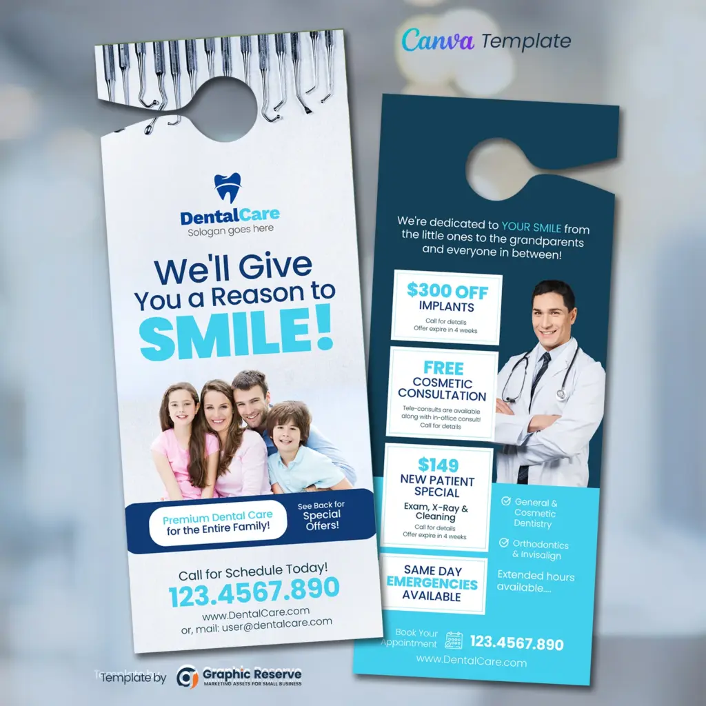 Dental Promotional Door Hanger (Canva Template) – Canva template