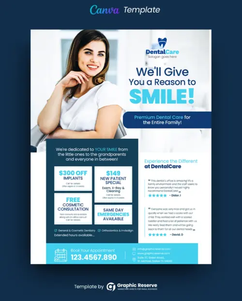 Dental Promotional Flyer Design Canva template