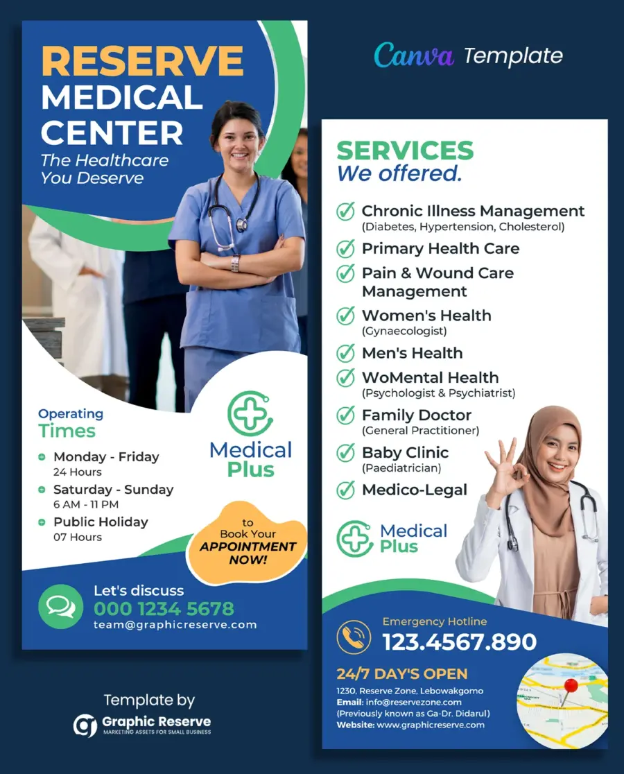 Medical Rack Card DL Flyer Canva Template