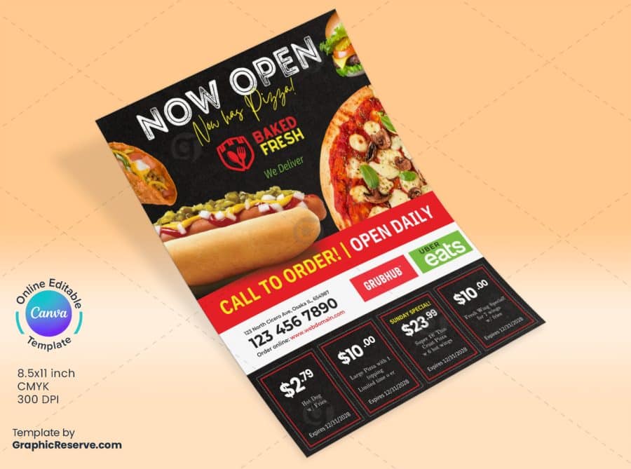 Restaurant pizza Coupon Flyer