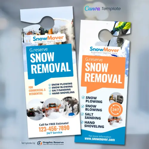 Snow Removal Door Hanger Design Canva template