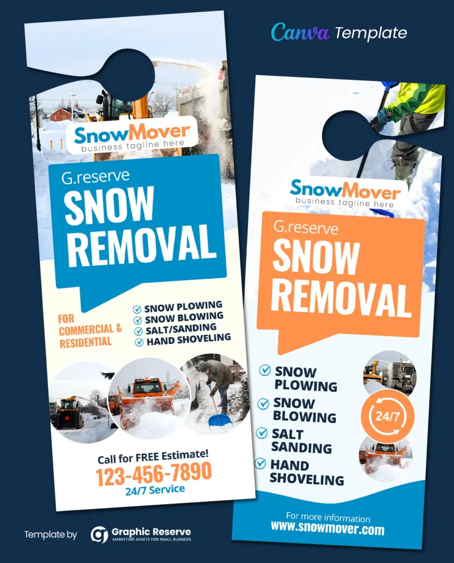 Snow Removal Door Hanger Design Canva template