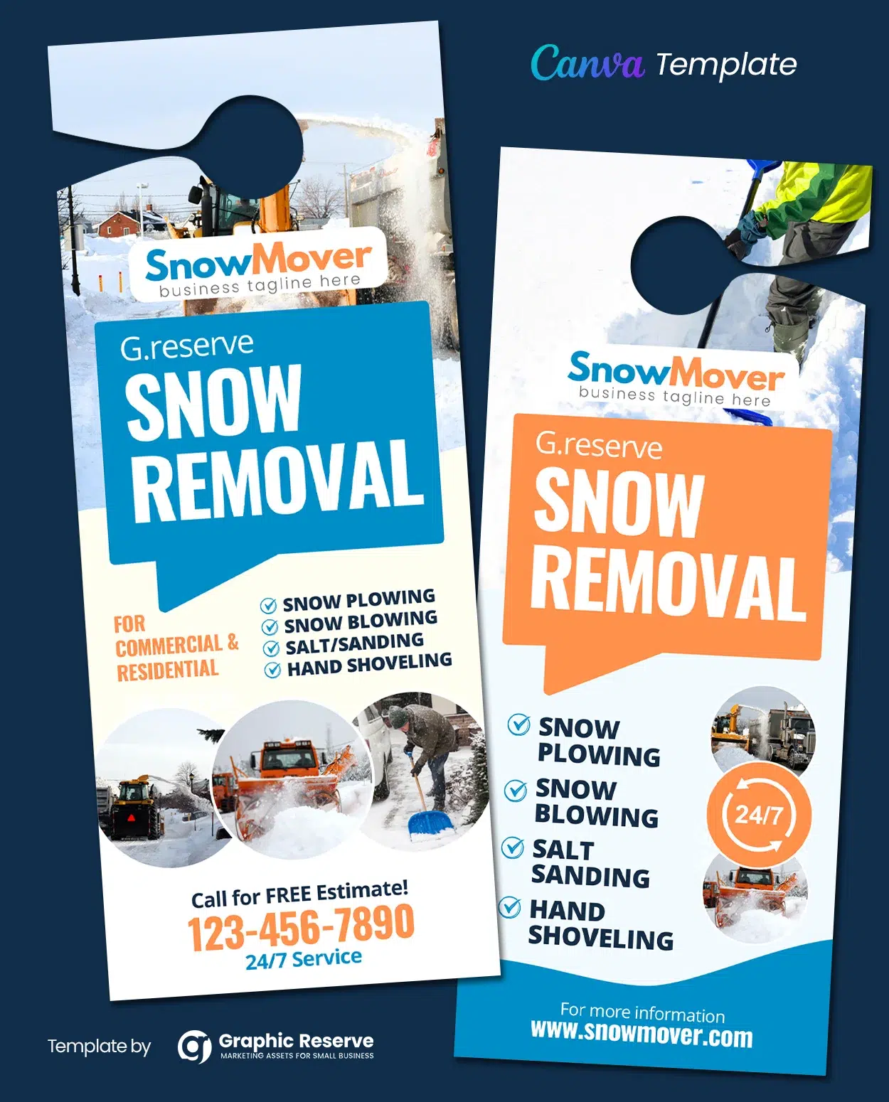 Snow Removal Door Hanger Design Canva template