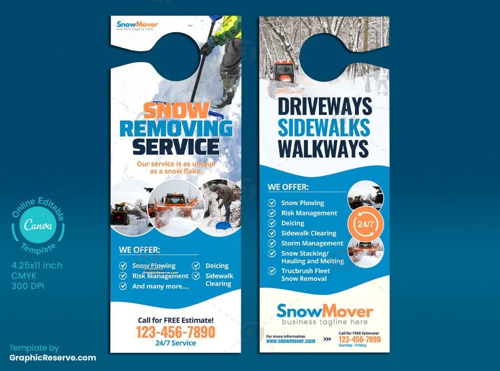 Snow Removing Service Door Hanger
