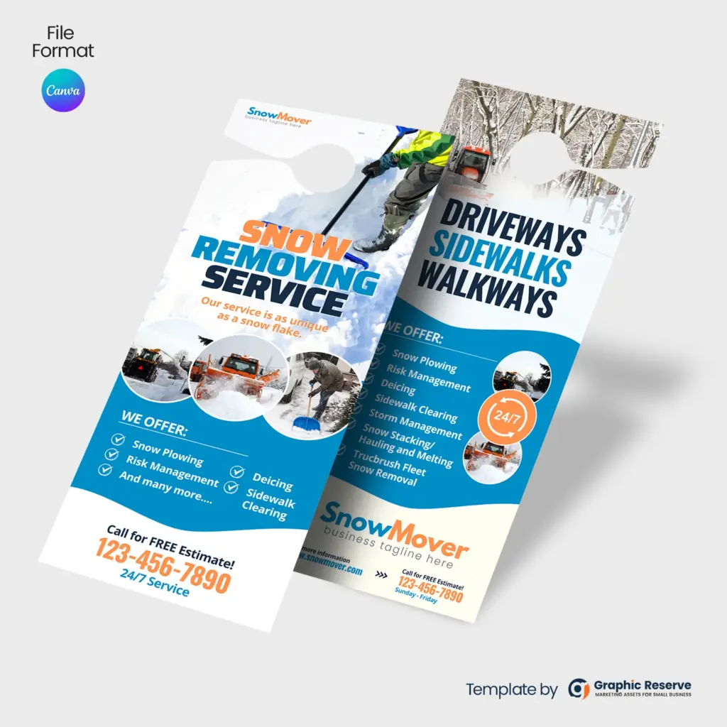 Snow Removing Service Door Hanger Canva template – Canva template