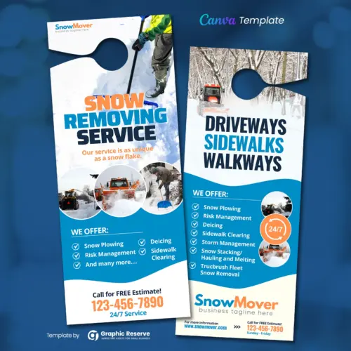 Snow Removing Service Door Hanger Canva template