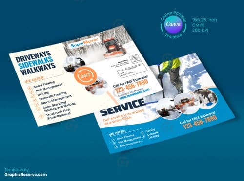 Snow Removing Service EDDM Mailer Template (Canva Format) - Graphic Reserve