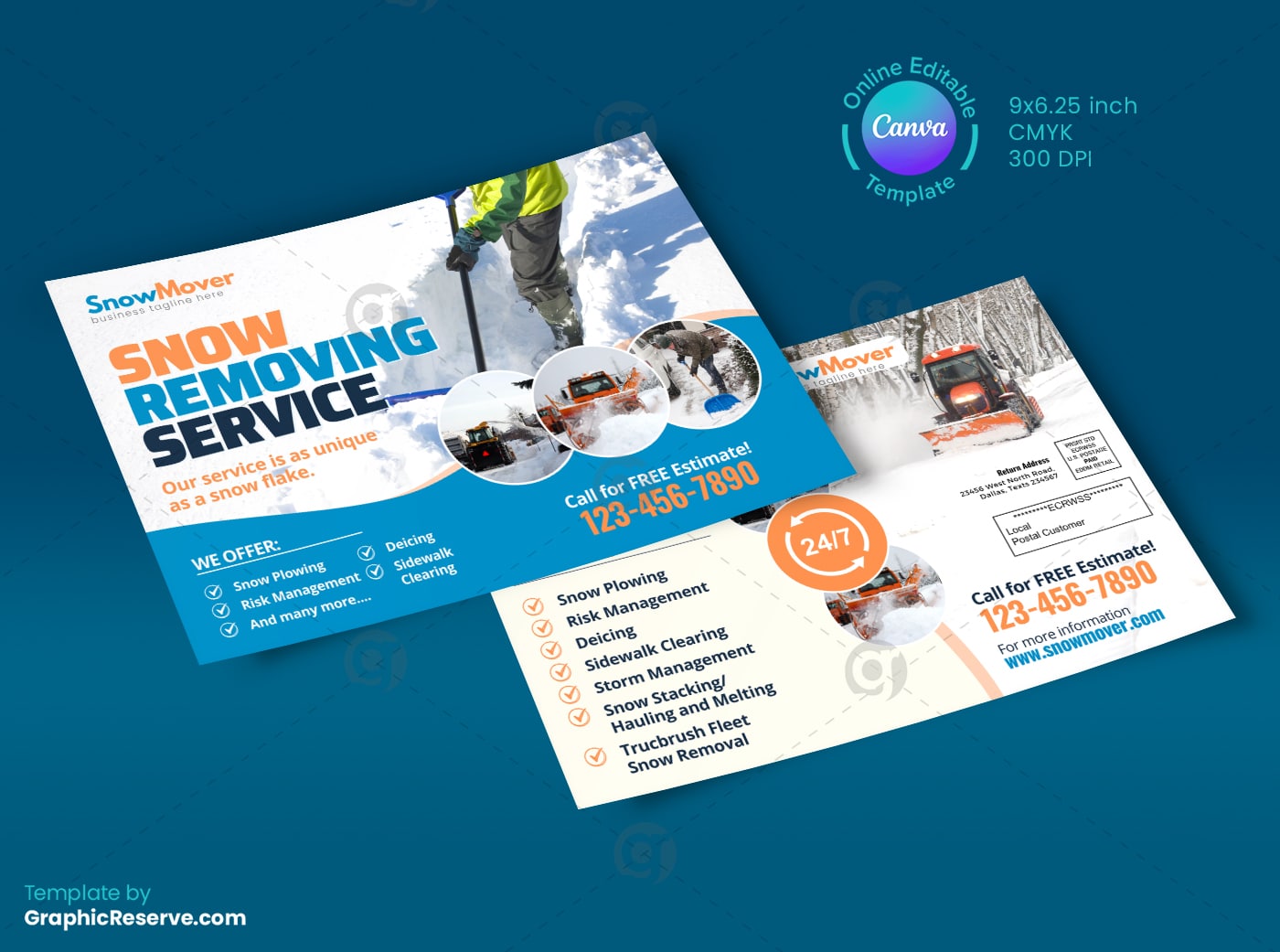 Snow Removing Service EDDM Mailer Template (Canva Format) - Graphic Reserve